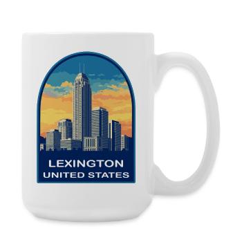 Lexington Kentucky Skyline Retro Sunset Badge - Large Mug 440 ml - white - Right