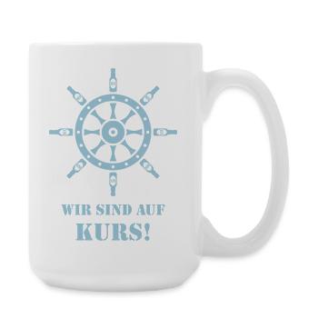 Wir Sind Auf Kurs! (Bier / Steuerrad / Sky Blue) - Große Tasse 440 ml - Weiß - Rechts