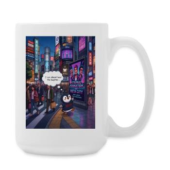 Beak in Japan -  Penguin Tokyo Band Humor Design - Große Tasse 440 ml - Weiß - Rechts