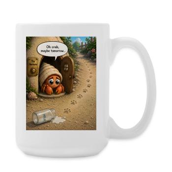 Oh Crab, Maybe Tomorrow – Cute Hermit Crab Cartoon - Large Mug 440 ml - white - Right