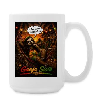Ganja Sloth – Just Gimme Sloth Life Reggae Design - Large Mug 440 ml - white - Right