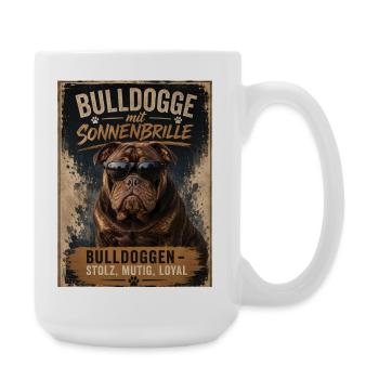 Bulldogge mit Sonnenbrille - Große Tasse 440 ml - Weiß - Rechts
