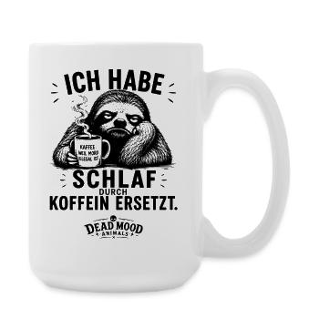 Müdes Faultier mit Kaffee | Lustiger Kaffee Spruch - Große Tasse 440 ml - Weiß - Rechts
