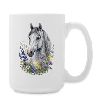 Moisissure grise avec fleurs sauvages - Grande tasse 440 ml - blanc - Droite