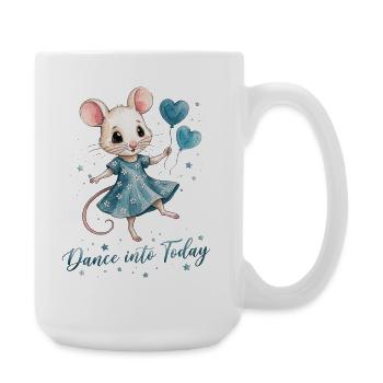 Souris dansante avec des ballons en forme de cœur - Grande tasse 440 ml - blanc - Droite