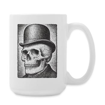 Crâne avec chapeau melon - Grande tasse 440 ml - blanc - Droite