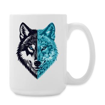 Pixel Wolf Cyber Spirit Streetwear - Grande tasse 440 ml - blanc - Droite