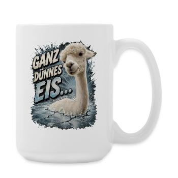 "Ganz dünnes Eis" Alpaka Spruch - Große Tasse 440 ml - Weiß - Rechts
