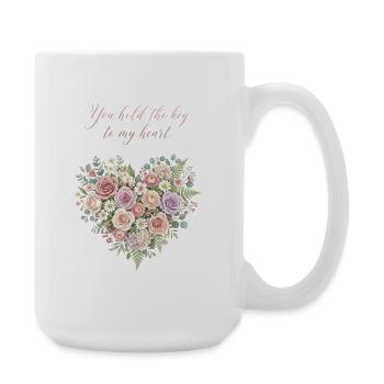Clé florale du cœur - Grande tasse 440 ml - blanc - Droite