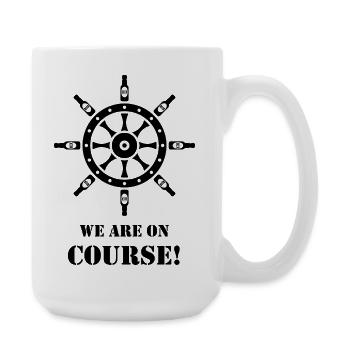 We Are On Course! (Beer / Ship’s Wheel / Black) - Large Mug 440 ml - white - Right