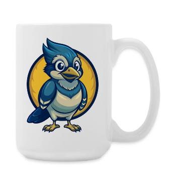 Jay Bird Kawaii Maskottchen Cartoon Clipart Logo Abzeichen - Große Tasse 440 ml - Weiß - Rechts