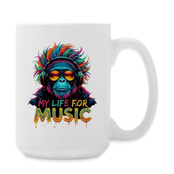 Colorful Chimpanzee – My Life for Music - Large Mug 440 ml - white - Right
