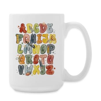 Colorful Watercolor Alphabet for Back to School - Large Mug 440 ml - white - Right
