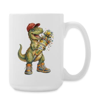 Cool watercolor T-Rex for back-to-school - Large Mug 440 ml - white - Right