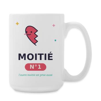 Moitié Coeur N°1 Sourire - Grande tasse 440 ml - blanc - Droite