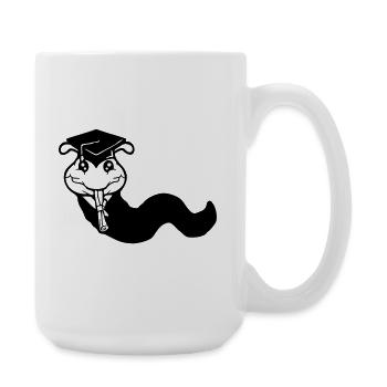 Raupe Schulabschluss Abitur bestanden College Wurm - Große Tasse 440 ml - Weiß - Rechts