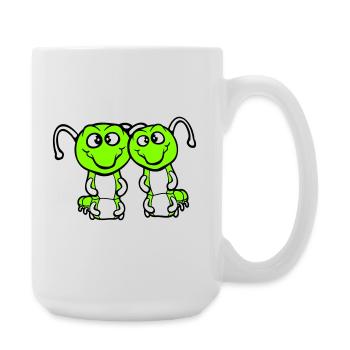 2 Raupen süße zwei Freunde liebe Pärchen verliebt - Große Tasse 440 ml - Weiß - Rechts