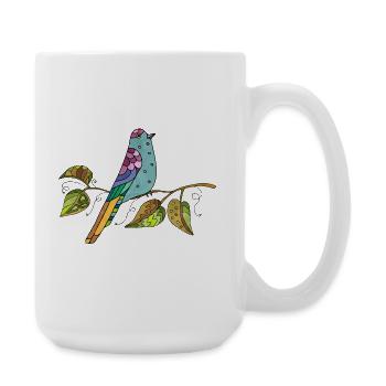 Bunter Vogel - Große Tasse 440 ml - Weiß - Rechts