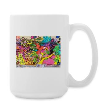 Bunter Papagei - Große Tasse 440 ml - Weiß - Rechts