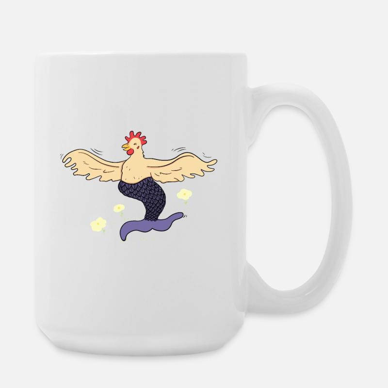 Happy Hen-Mermaid - Large Mug 440 ml - white