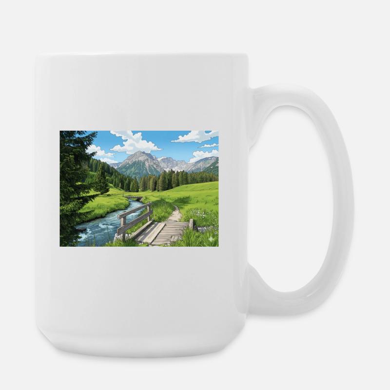 Alpine River Trail Panorama - Large Mug 440 ml - white