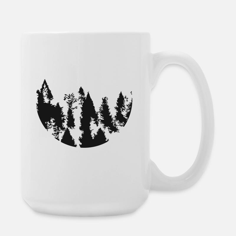 Forest Circle Silhouette - Large Mug 440 ml - white