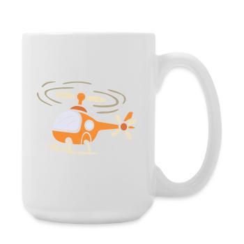 Funny cartoon helicopter in comic style - Large Mug 440 ml - white - Right