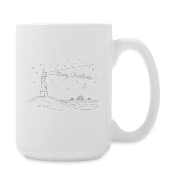 Merry Christmas Leuchtturm Strand & Meer - Große Tasse 440 ml - Weiß - Rechts