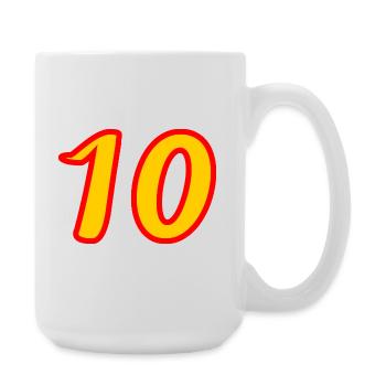 10. 10 JAHRE. 10-JÄHRIGES JUBILÄUM. 10-JÄHRIGES JUBILÄUM. - Große Tasse 440 ml - Weiß - Rechts