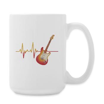 Herzschlag-Gitarre im Fluss - Große Tasse 440 ml - Weiß - Rechts