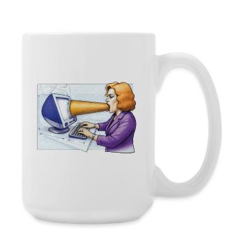 COMPUTER ADDICT WOMAN – Geek & Science-Fiction - Große Tasse 440 ml - Weiß - Rechts
