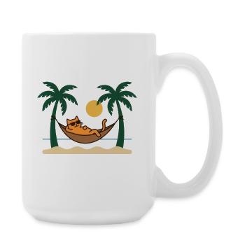 Katze in der Sonne auf der Insel - Große Tasse 440 ml - Weiß - Rechts