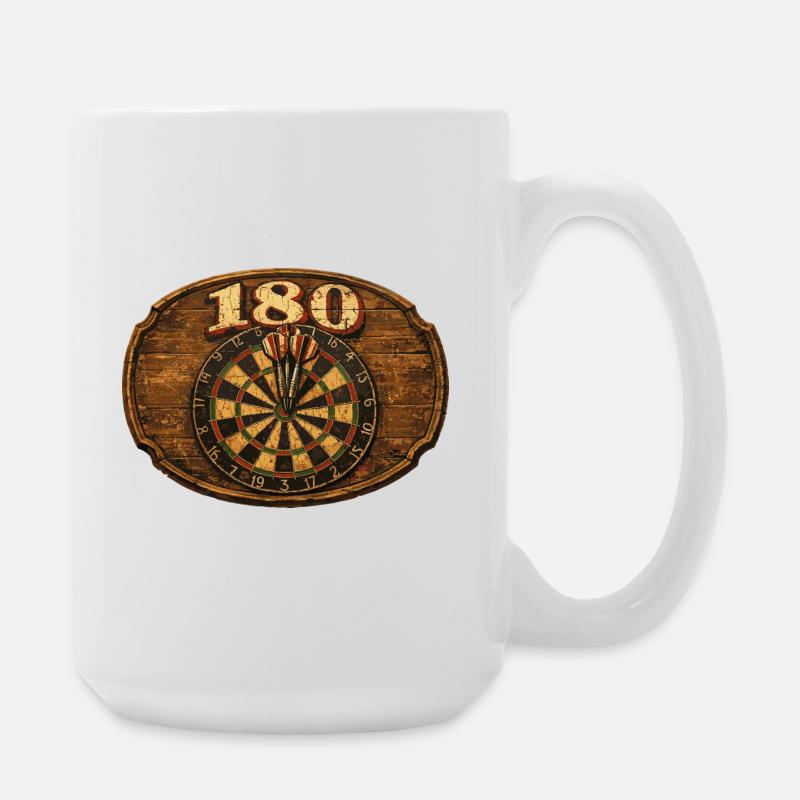 Cible de fléchettes rétro 180 pour joueurs de fléchettes - cadeau - Grande tasse 440 ml - blanc