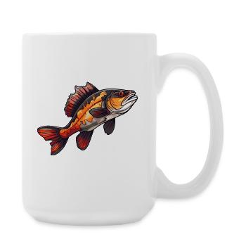 Perch Cartoon Fish - Large Mug 440 ml - white - Right