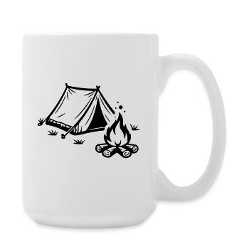 Zelt Lagerfeuer Camping - Große Tasse 440 ml - Weiß - Rechts