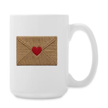 Liebesbrief im bestickten Look (gedruckt) - Große Tasse 440 ml - Weiß - Rechts