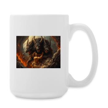 Héraclès amène Cerbère des Enfers - Grande tasse 440 ml - blanc - Droite