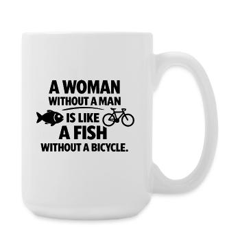 A Woman Without a Man – Feminist Saying - Large Mug 440 ml - white - Right