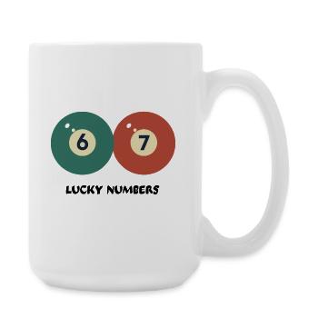 67 Lucky Numbers - Pool‑Billard Vintage Design - Große Tasse 440 ml - Weiß - Rechts