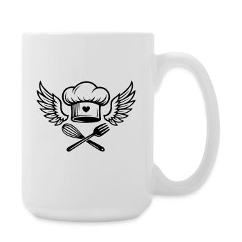 Kochmütze mit Herz und Flügeln - Große Tasse 440 ml - Weiß - Rechts