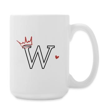 Letter w Crown Heart - Large Mug 440 ml - white - Right