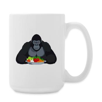 Cooler Gorilla mit Gemüseplatte Affe Motiv - Große Tasse 440 ml - Weiß - Rechts