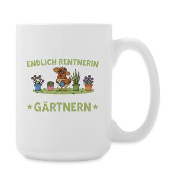 Rentnerin Jetzt kann ich in Ruhe Gärtnern - Große Tasse 440 ml - Weiß - Rechts