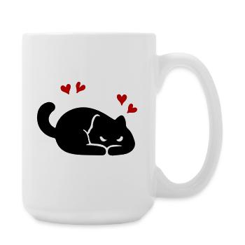 Katze Herz Liebe - Große Tasse 440 ml - Weiß - Rechts