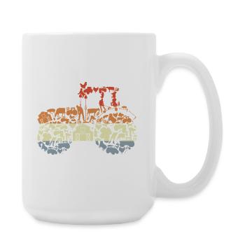 Retro Traktor Silhouette - Große Tasse 440 ml - Weiß - Rechts