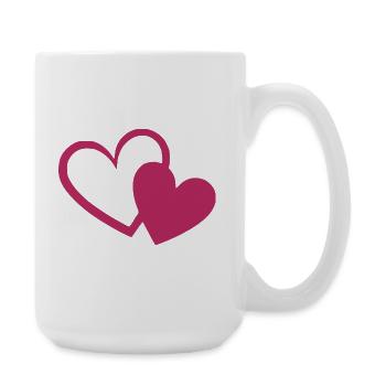 Valentinstag Herz rot Geschenk Valentinstag - Große Tasse 440 ml - Weiß - Rechts