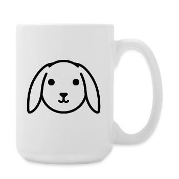 Cute floppy ear bunny rabbit head - Large Mug 440 ml - white - Right