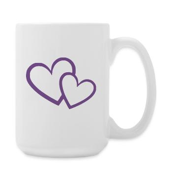 Cœur Vielettes 2 cœurs cœur violet motif - Grande tasse 440 ml - blanc - Droite