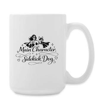 Main Character. Sidekick dog. - Large Mug 440 ml - white - Right