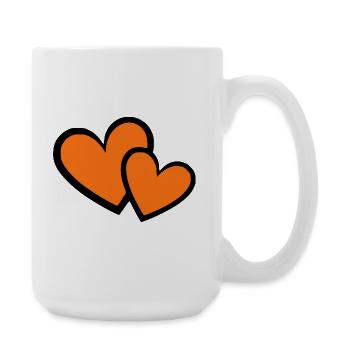 orange heart 2 hearts heart pattern gift - Large Mug 440 ml - white - Right